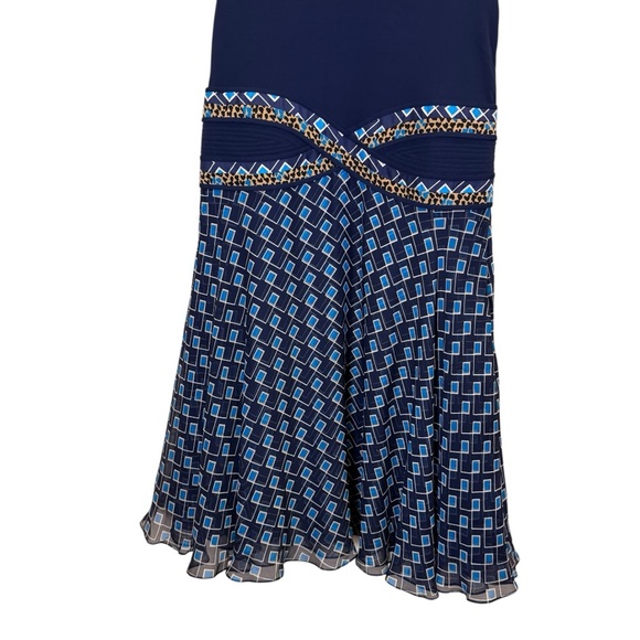 Diane Von Furstenberg Rosalie Midnight Viscose and Silk Pleated Midi Dress sz 14 - Picture 3 of 16